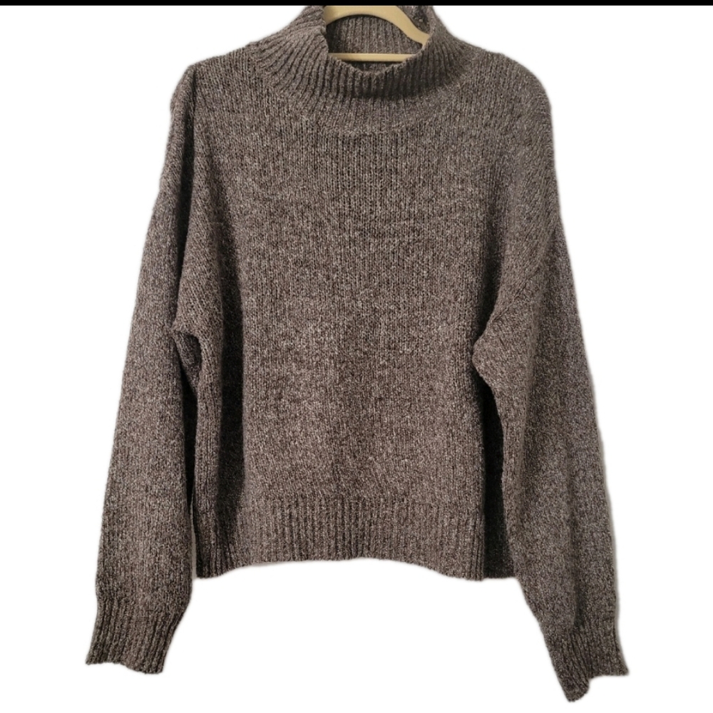 SHEIN Brown Knit Mock Neck Sweater - Size L (US 8/10)